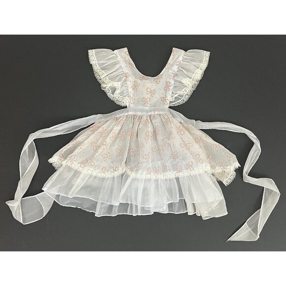 Vintage Southern Belle Frocks Baby Girl Dress Pinafore Apron Full Circle Flocked - Picture 1 of 9